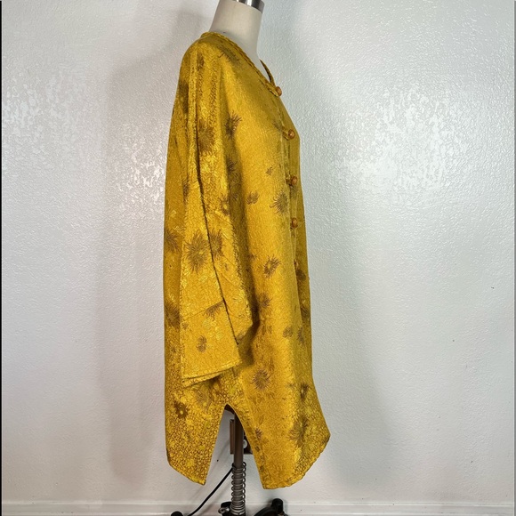 Vintage URU Kristine St. Rrik art to wear yellow gold jacquard oversize jacket - Picture 5 of 11